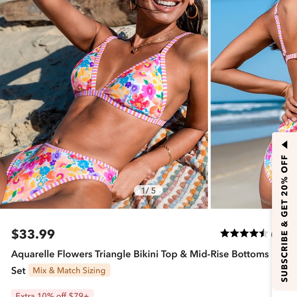 Cupshe Pink and Orange Bikini Top Swimwear